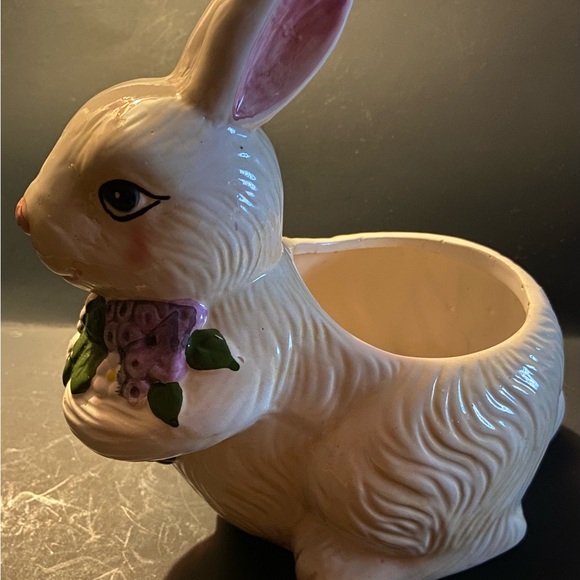 Bloom Rite Ceramic Rabbit Planter With Flowers - Picture 6 of 6